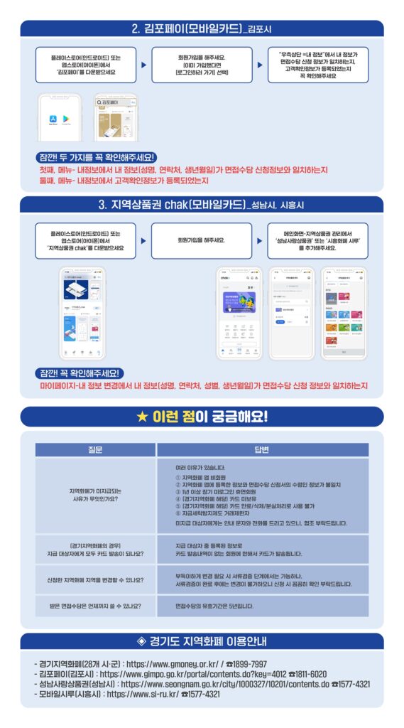 경지도 청년면접 수당 지역화폐, 모바일 카드