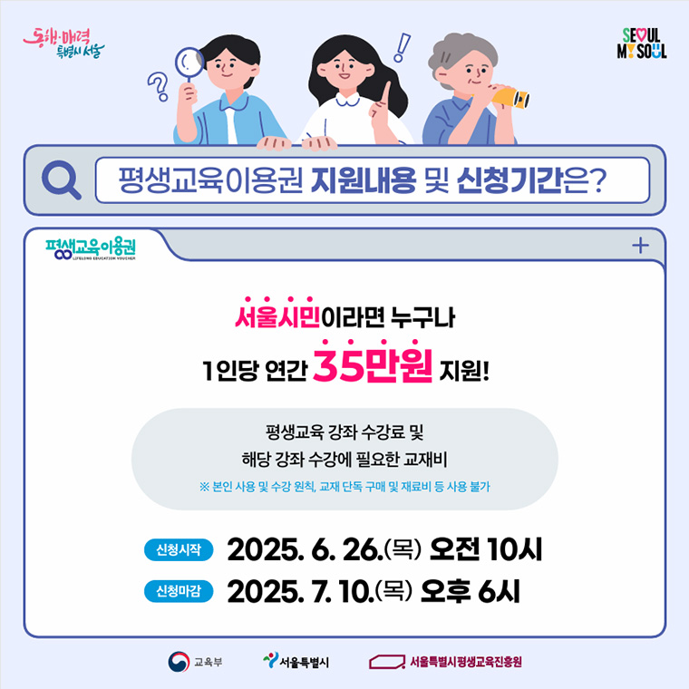 평생교육이용권 지원내용및 신청 기간