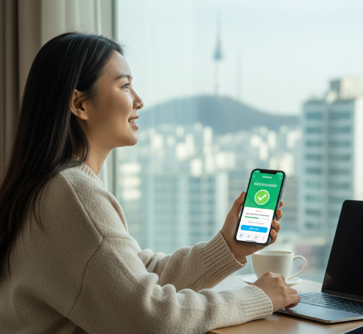 A smartphone screen showing the Hometax app for expat tax filing.