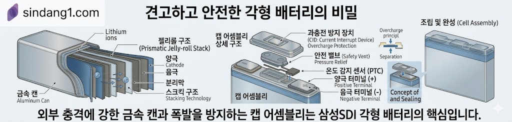 각형 배터리의 금속 캔과 캡 어셈블리 삼성SDI 밸류체인 관련주 추천 부품